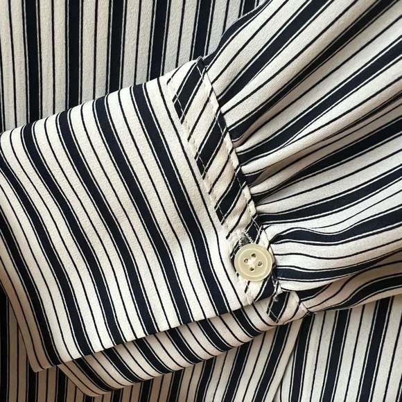LOFT Navy and White Striped Blouse - Picture 5 of 6